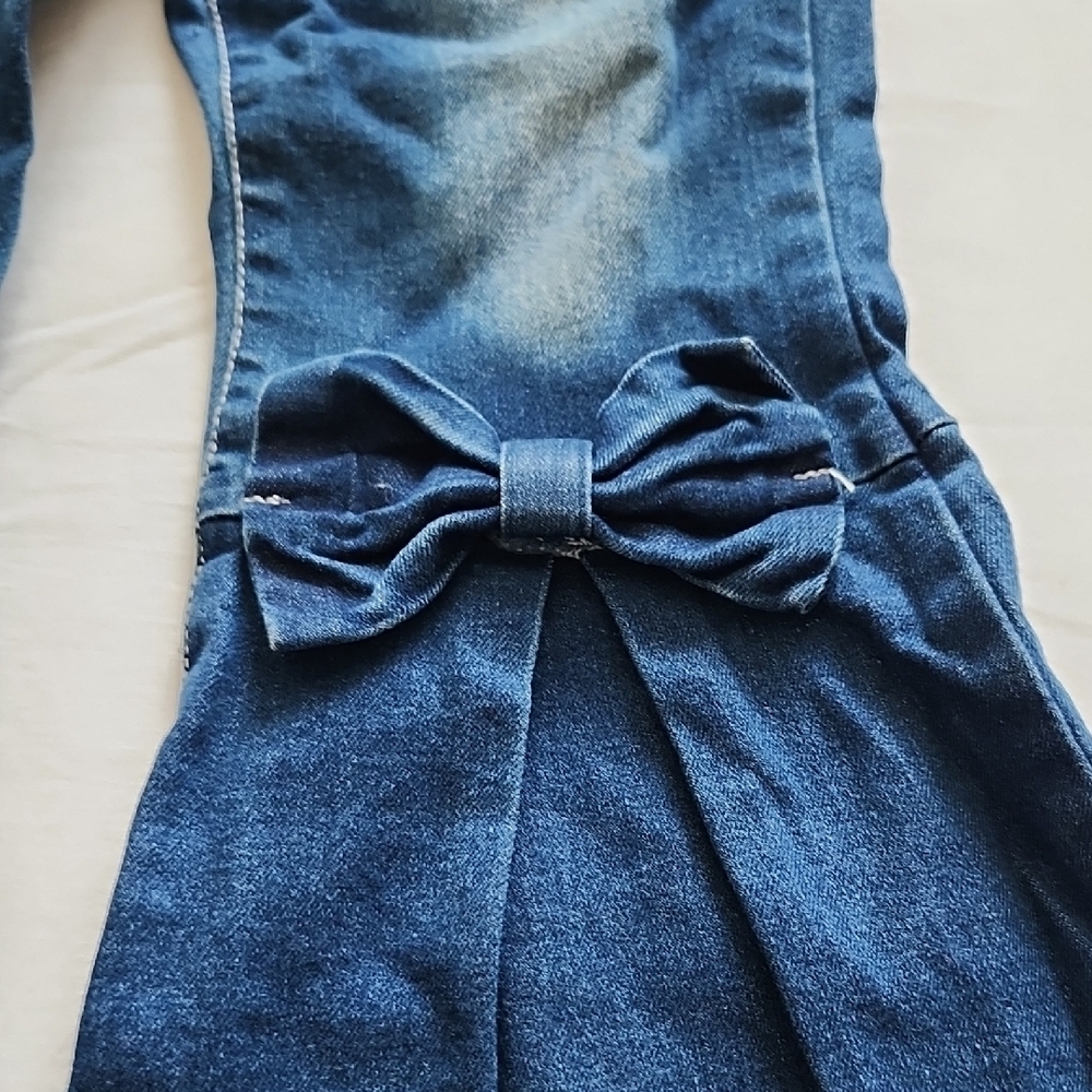 Shein Girls Blue Flare Bell Bottom Jeans Denim Bow Details 6Y - Picture 4 of 8